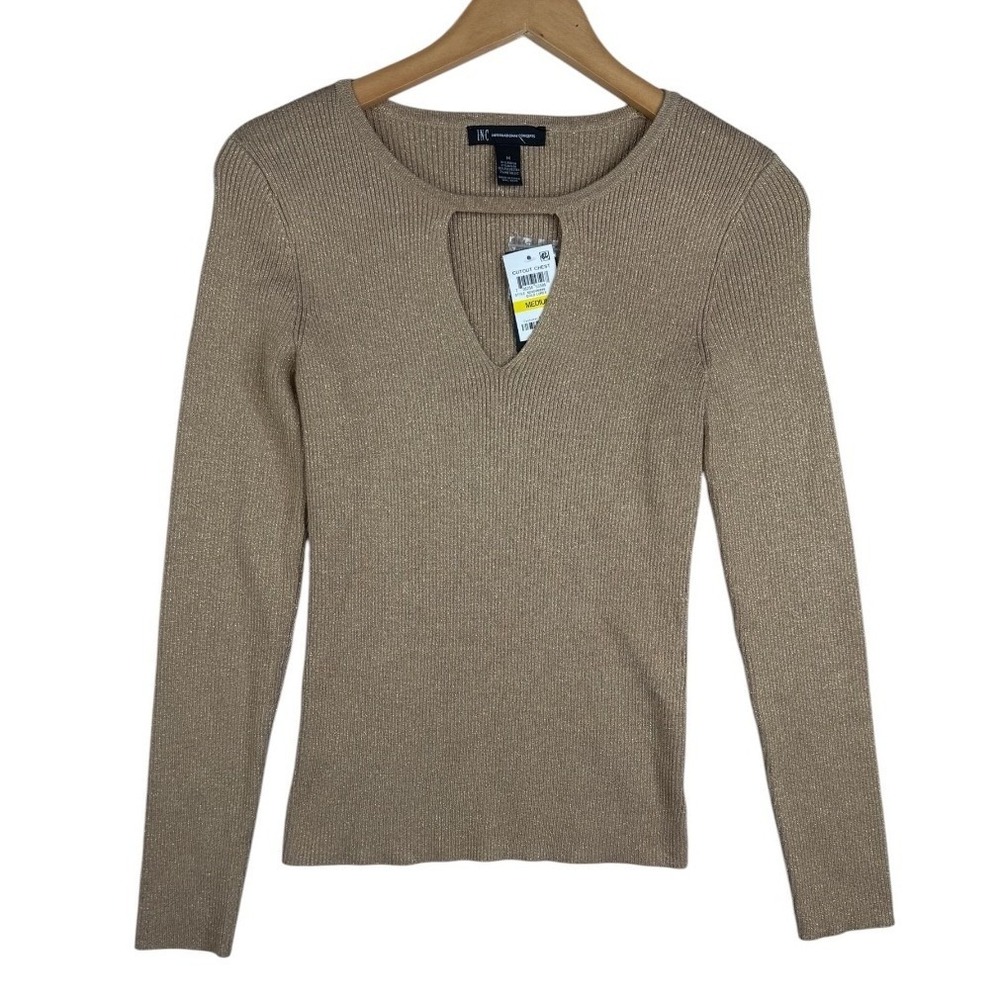 NWT Inc International Concepts Ribbed Keyhole Long Sleeve Blouse size Medium